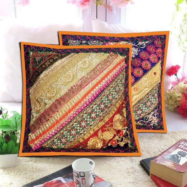 16"-2 Handmade Patchwork Home Sofa Pillow Cushion Covers Living Room Bed Covers