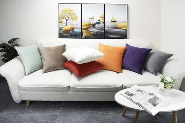 Pack of 2 - Gray Velvet Throw Pillow Covers Sofa Bed Couch Cushion Case