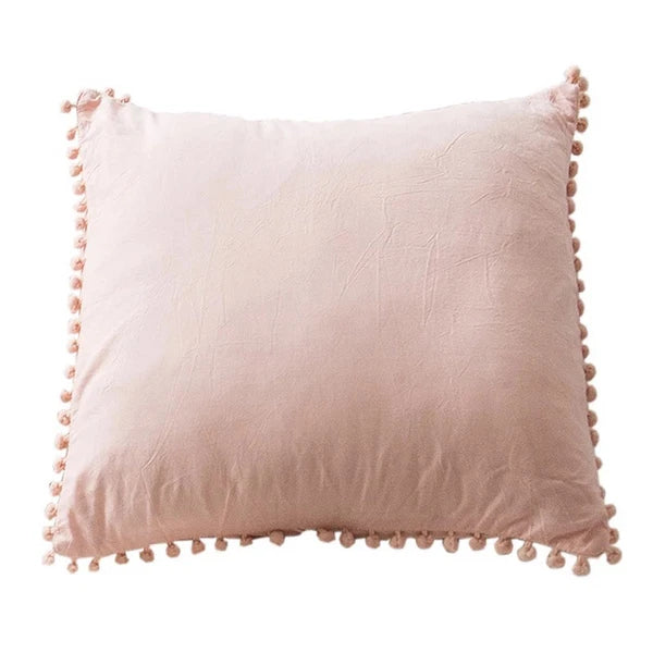 Nordic Style Pom-pom Washed Cotton Pillowcase Throw Pillow Case Sofa Cushion