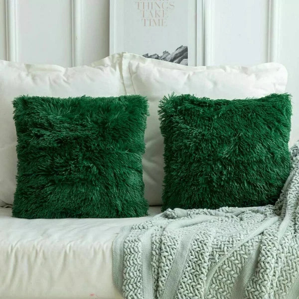 40CM x 40CM Fluffy Pillow Case Faux Soft Plush Cover Cushion Home Bed Sofa Decor