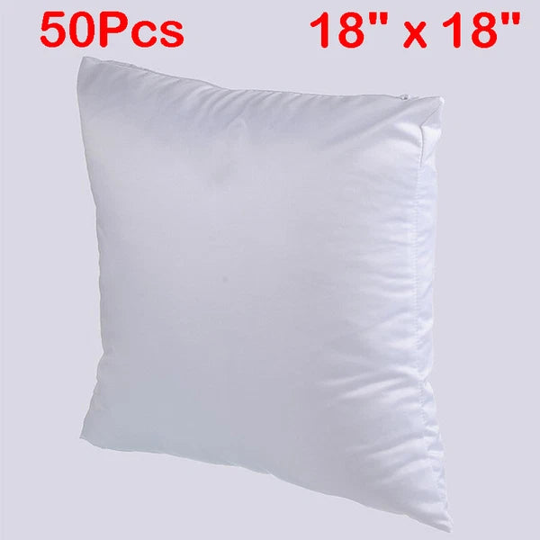 50Pcs 18" White Sublimation Blank Pillow Case DIY Sofa Car Waist Cushion Cover