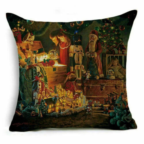 Christmas Sofa Pillow Case Decor Cushion Xmas Home Throw Cover 18"