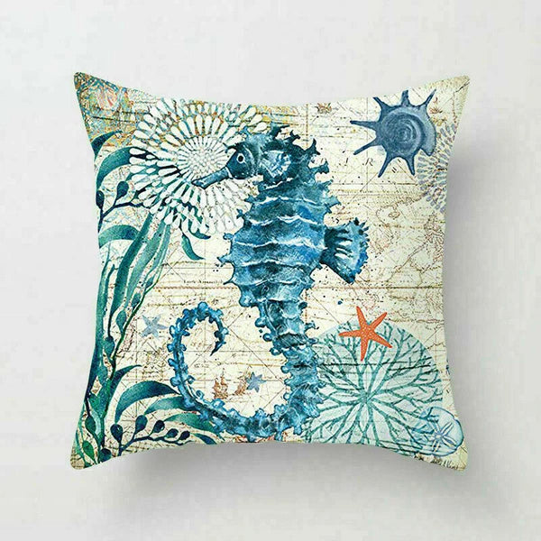 18" Retro Sea Animal Pillow Case Cover Throw Cushion Decor Polyester Sofa Home