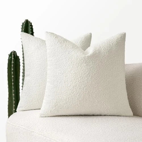 20x20 Inch Decorative Pillow Covers for Couch Bed 20" x 20" (Pack of 2) White