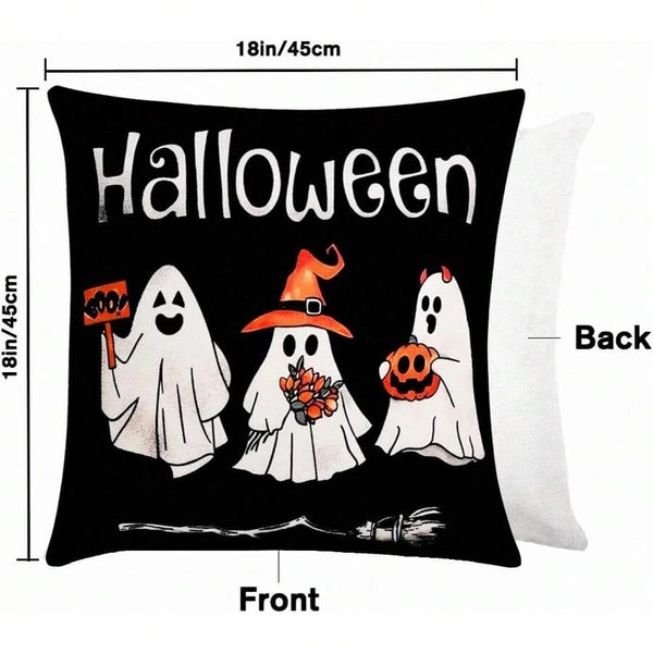 4pcs Halloween Pillow Case 18"X18" Black White Decorative Cushion Cover for Home