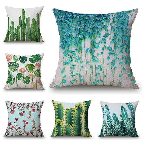 Plant Pattern Home Sofa Decor Pillow Case Waist Cushion Cover 18"