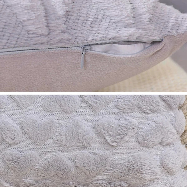 Plush Heart Jacquard Throw Pillow Cover Sofa 45cm Car Seat Back Cushion Case HOT