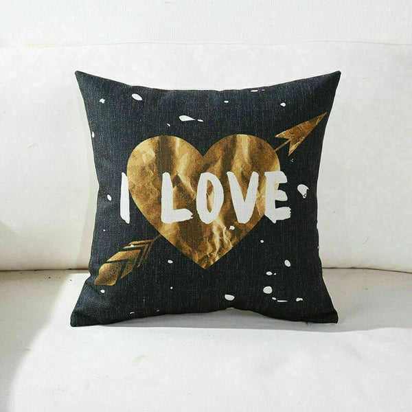 Decor Cushion Pillow White Case Love Home  Black Sofa Waist 18"