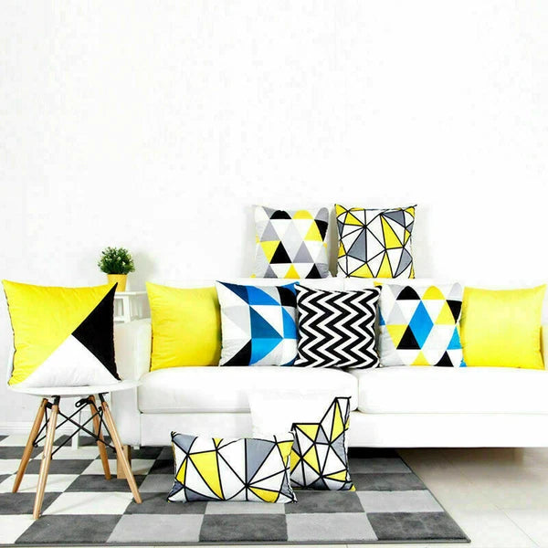 Cushion Sofa Throw Case Waist Geometric Cover Pattern Pillow Home