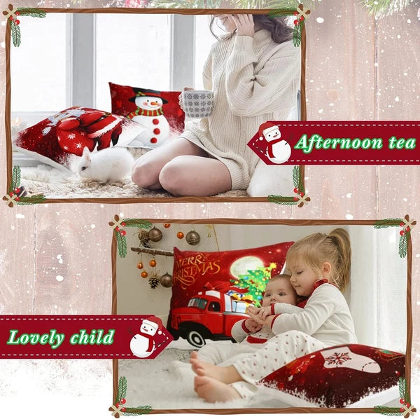 18in Christmas Pillow Case Cover Sofa Pillowcase Cushion Cover Home Decoration