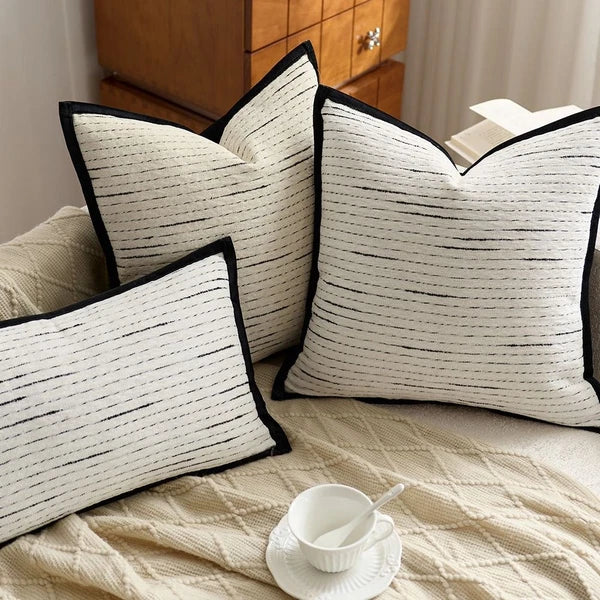 Cushion Cover Striped Jacquard Pillowcase Living Room Sofa With Pillow Covers