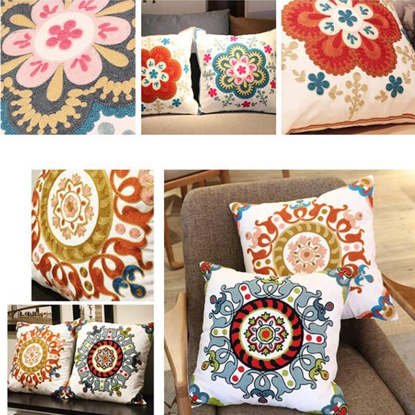 Boho Cushion Cover Bohemian Throw Pillow Case Ethnic Sofa Bed Embroidery NEW