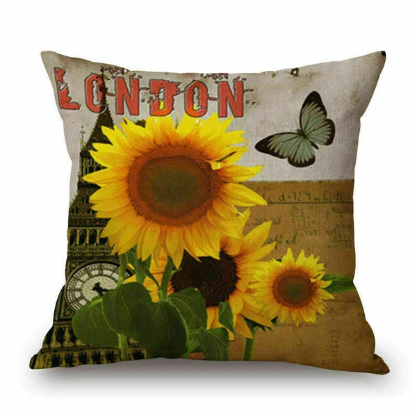 Gift Flower Bed Cushion Retro 18" Sofa Car Waist Pillow Cover Case