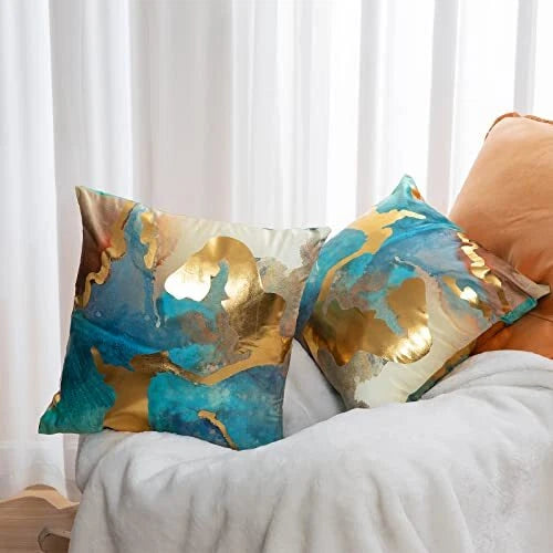 Teal and Gold Pillow Covers Gold Velvet Pillow Cases Turquoise Teal Gold