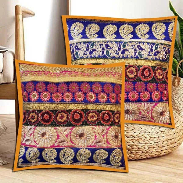 16"-Set of 2 pc Handmade Patchwork Living Room Sofa Pillow Cushion Covers