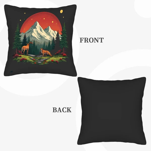 Serene Forest Foxes Throw Pillow Covers - Set of 2 18x18in Cushion Cases