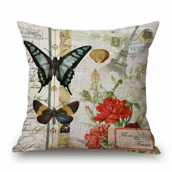 Gift Flower Bed Cushion Retro 18" Sofa Car Waist Pillow Cover Case