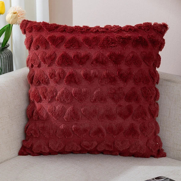 Plush Heart Jacquard Throw Pillow Cover Sofa 45cm Car Seat Back Cushion Case HOT
