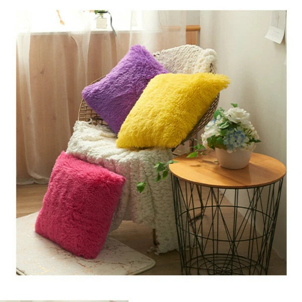 17" Fluffy Faux Fur Shaggy Pillow Case Plush Cushion Cover Sofa Bed Home Decor