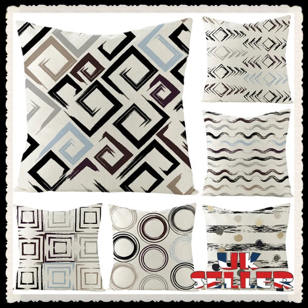 18" CUSHION COVER PHOTO SOFA BED VINTAGE MODERN NOVELTY Flax Pillow Case