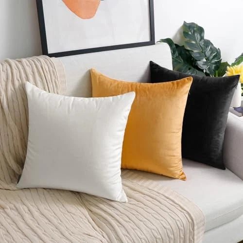 2 Pack Soft Velvet 20" x 20" (Pack of 2) White (Only Pillow Covers,no Inserts)