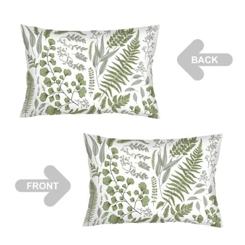 Throw Pillow Cover Queen Size Set of 2,Sage Leaf Plant Lumbar Pillow Case Green