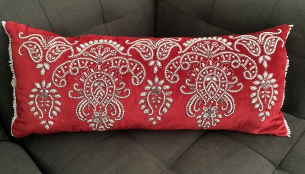 Blinged Cover Throw Sofa Bed Pillow Faux Pearls Diamonds Beads Pillowcase