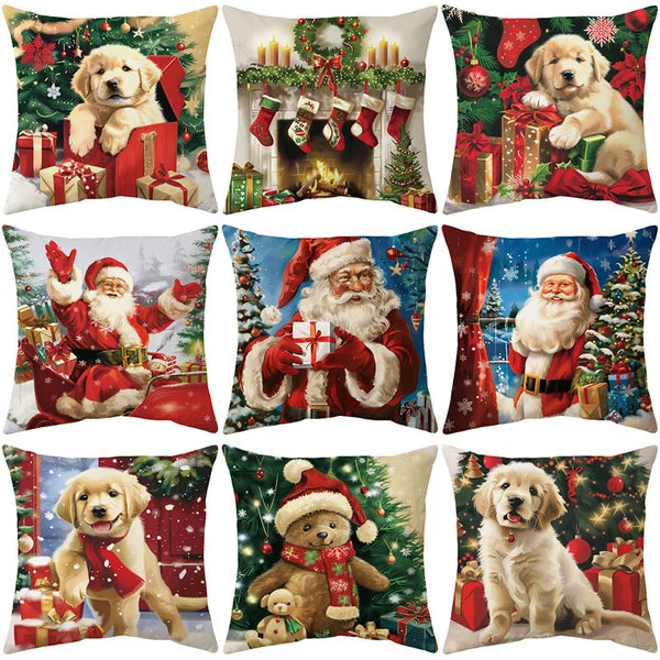 2024 NEW CHRISTMAS NEW YEAR POLYESTER CUSHION COVER PILLOW CASE HOME SOFA DECOR