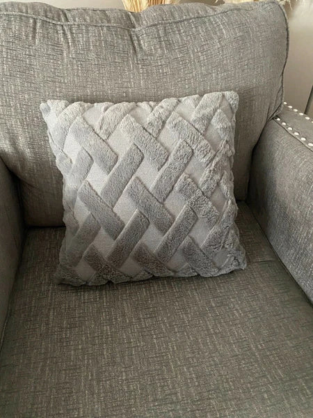 Pillow Cover 18"/18" Sofa Bed Gray Case Faux Fur Pillow Cushion Home Decor Gift