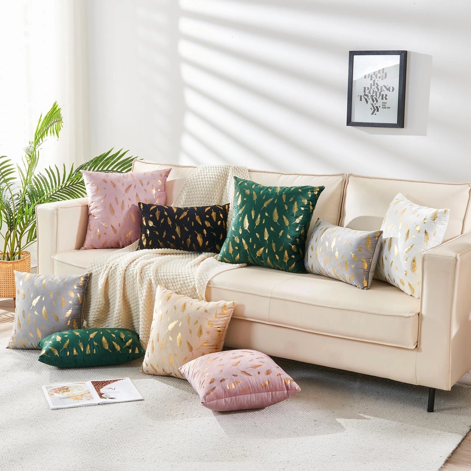 Pack of 2 Decorative Throw Pillow Covers 20x20 Inch for Couch Bed Sofa, Velve...