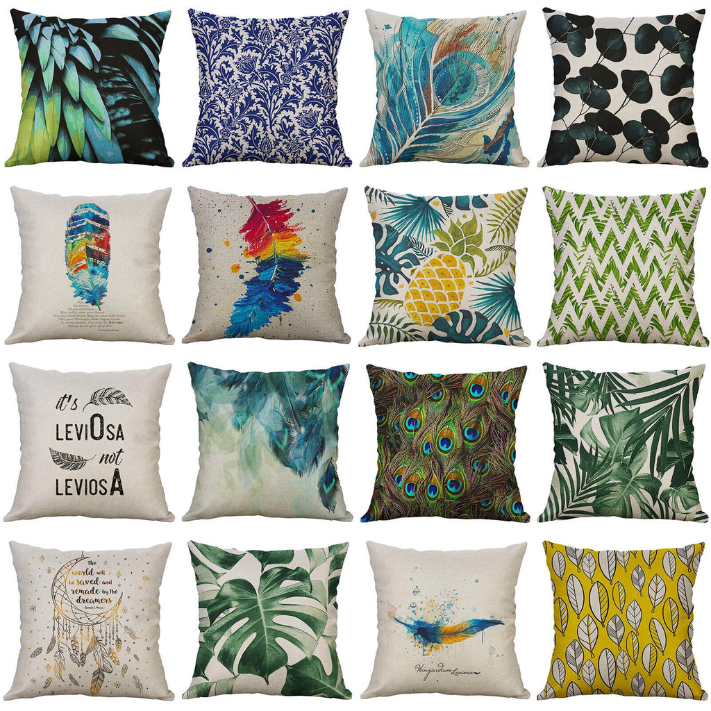 Leaves Feather   Cushion Cover Throw Pillow Case Home Sofa Car Decor