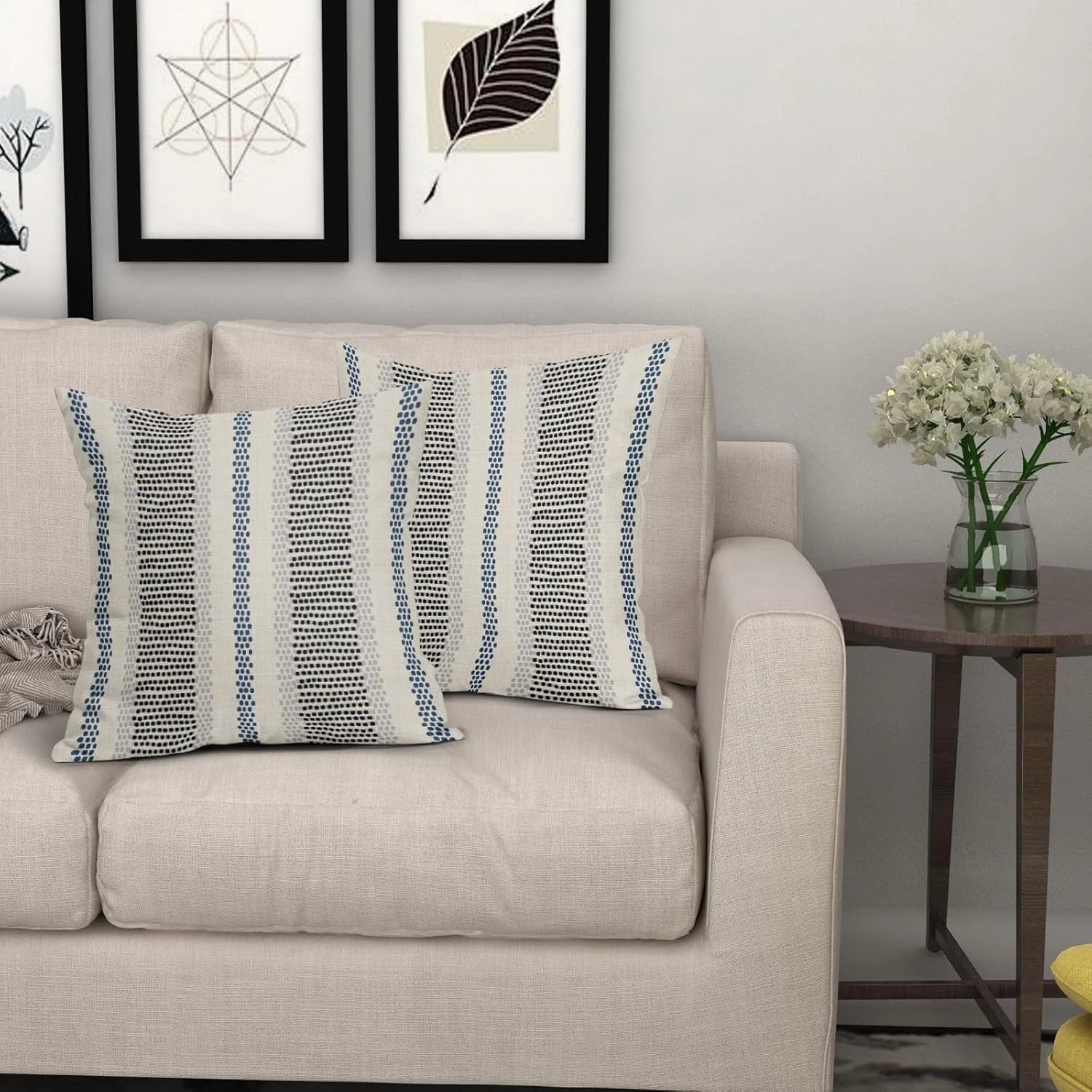 Black Blue Pillowcases, Bohemian Rustic Cushion Covers Decorating Sofa Bed