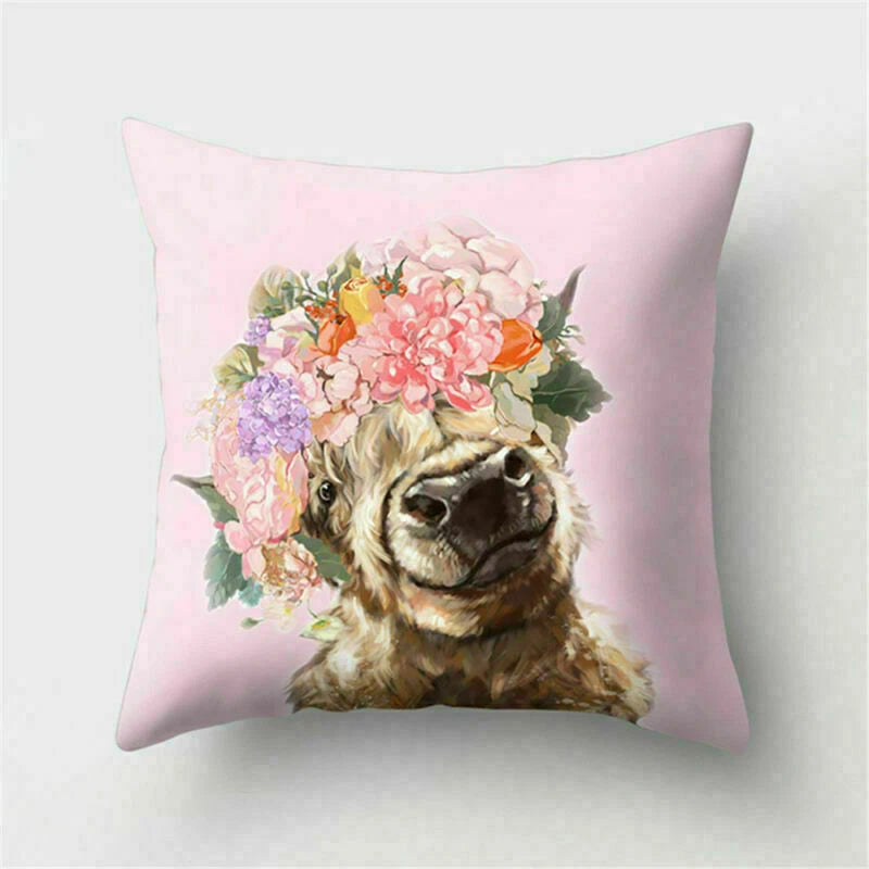 Decor Cushion Pink Throw Cover Case Cute Sofa Cover Animal Home Pillow