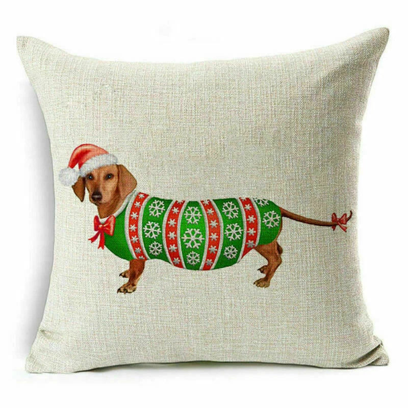 pillow Sofa Cover Reindeer Case Cushion Santa Christmas Throw Dear Claus Dog