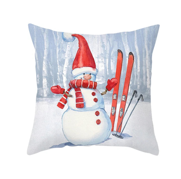 2024 NEW CHRISTMAS NEW YEAR POLYESTER CUSHION COVER PILLOW CASE HOME SOFA DECOR