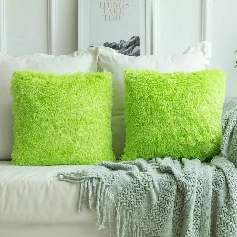 40CM x 40CM Fluffy Pillow Case Faux Soft Plush Cover Cushion Home Bed Sofa Decor