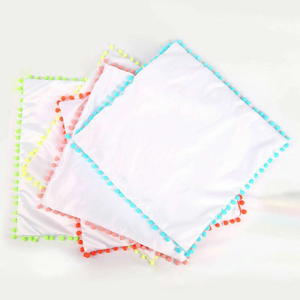10Pcs Sublimation Blank Pillow Case with Dot Edge DIY Printed Home Sofa Decor
