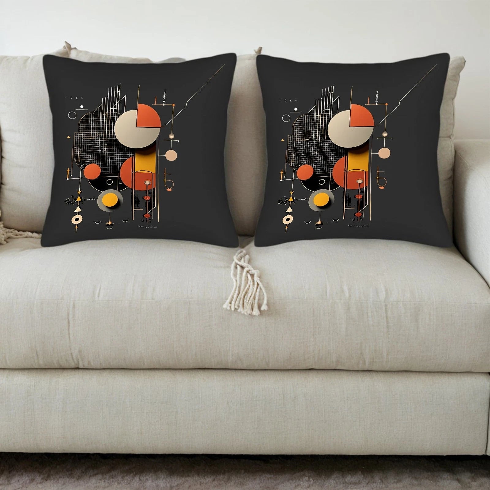 Set of 2 Modern Abstract Throw Pillow Covers 18x18in - for Couch Bed Car