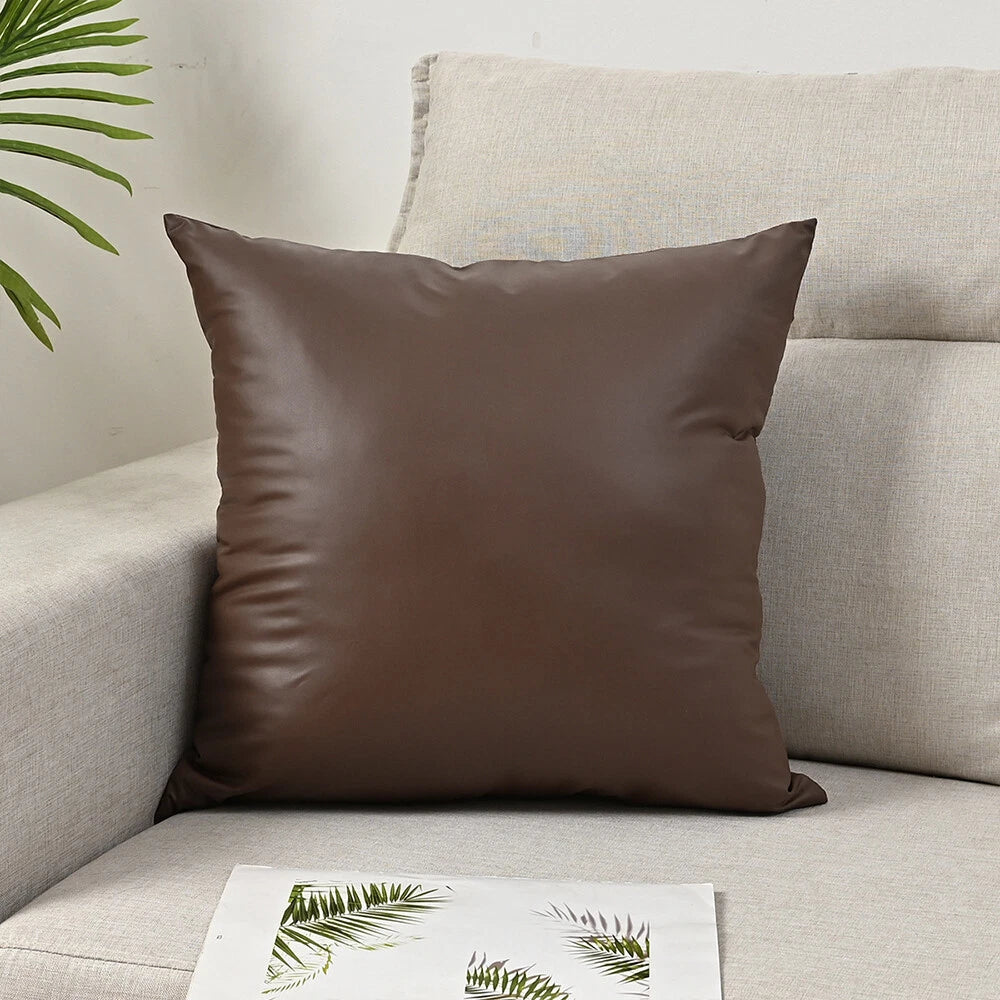2025 Faux PU Leather Cushion Cover Throw Pillow Case Sofa Bed Home Decor