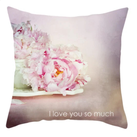 18''X18'' LOVE FLOWER ROSE POLYESTER CUSHION COVER PILLOW CASE HOME SOFA DECOR