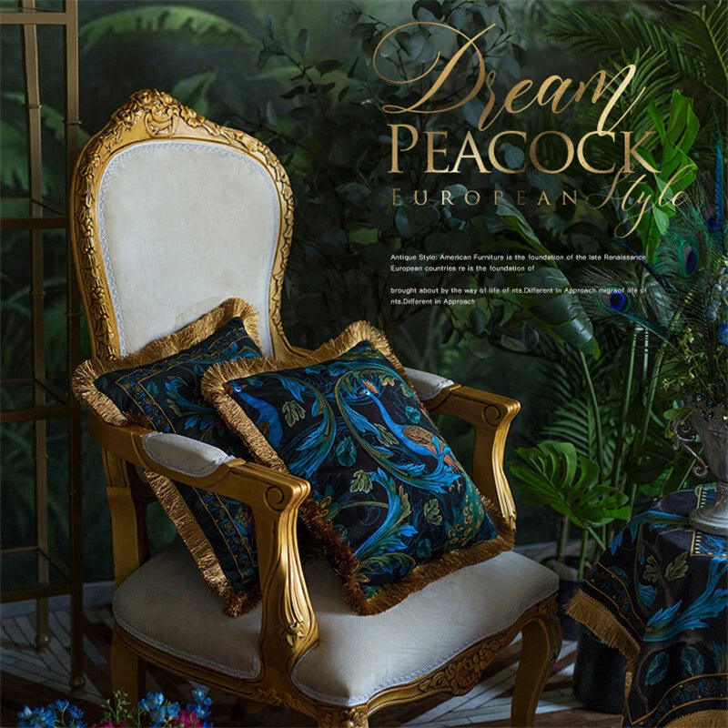 Luxury 18x18in Royal Peacock Velvet Throw Pillow Covers Sofa Bed Cushion Covers