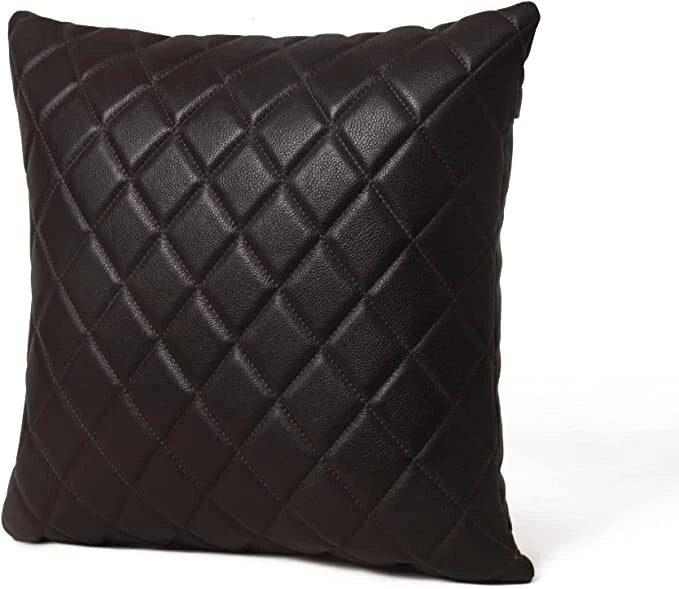MOUSM Leather Diagonal Lines Throw Pillow Covers Cushion for Sofa Couch 18x18"