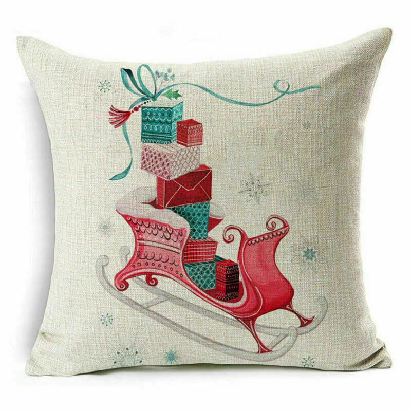 pillow Sofa Cover Reindeer Case Cushion Santa Christmas Throw Dear Claus Dog
