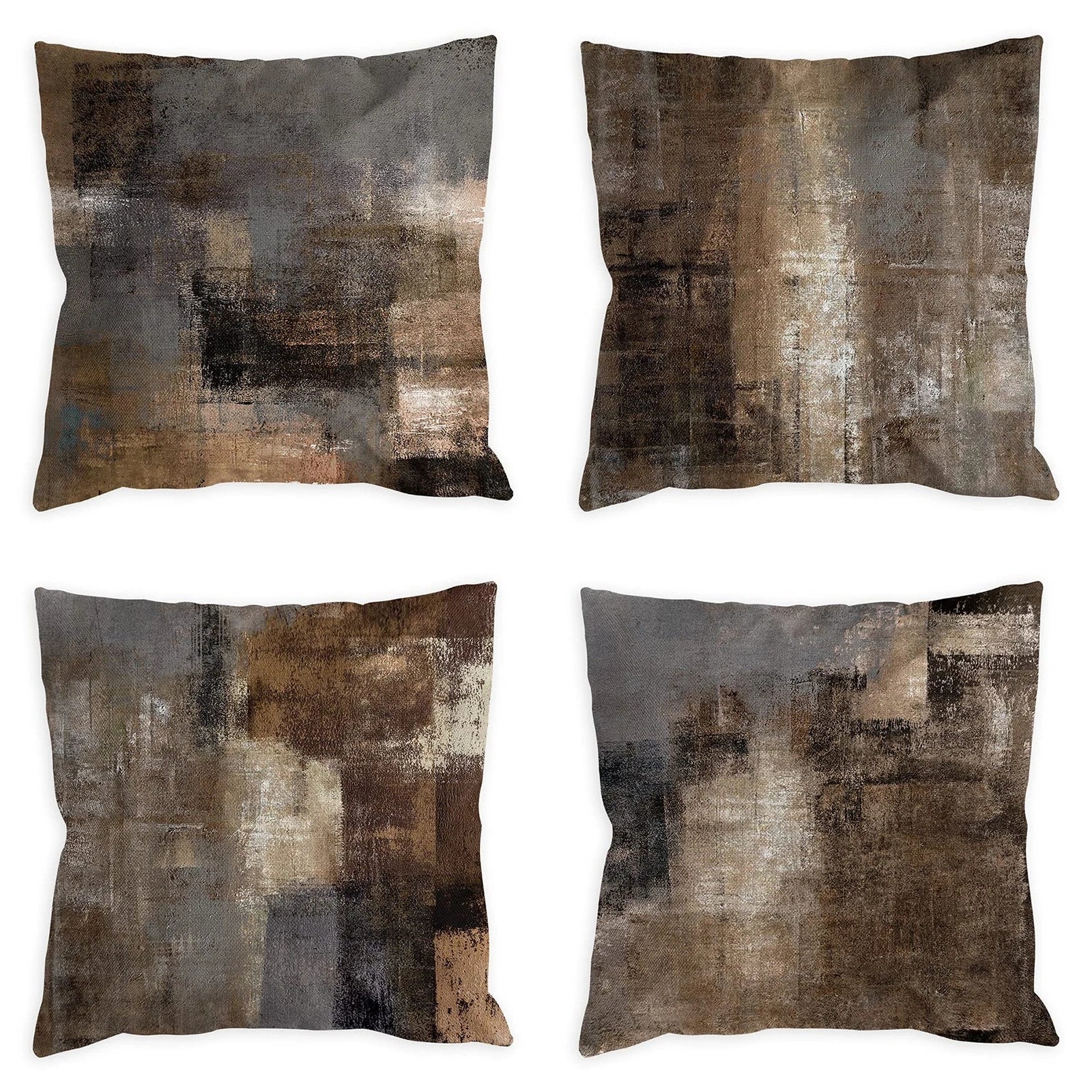 Set of 4 Brown Throw Pillow Covers Throw Couch Bed Cushion Pillowcases 20x20