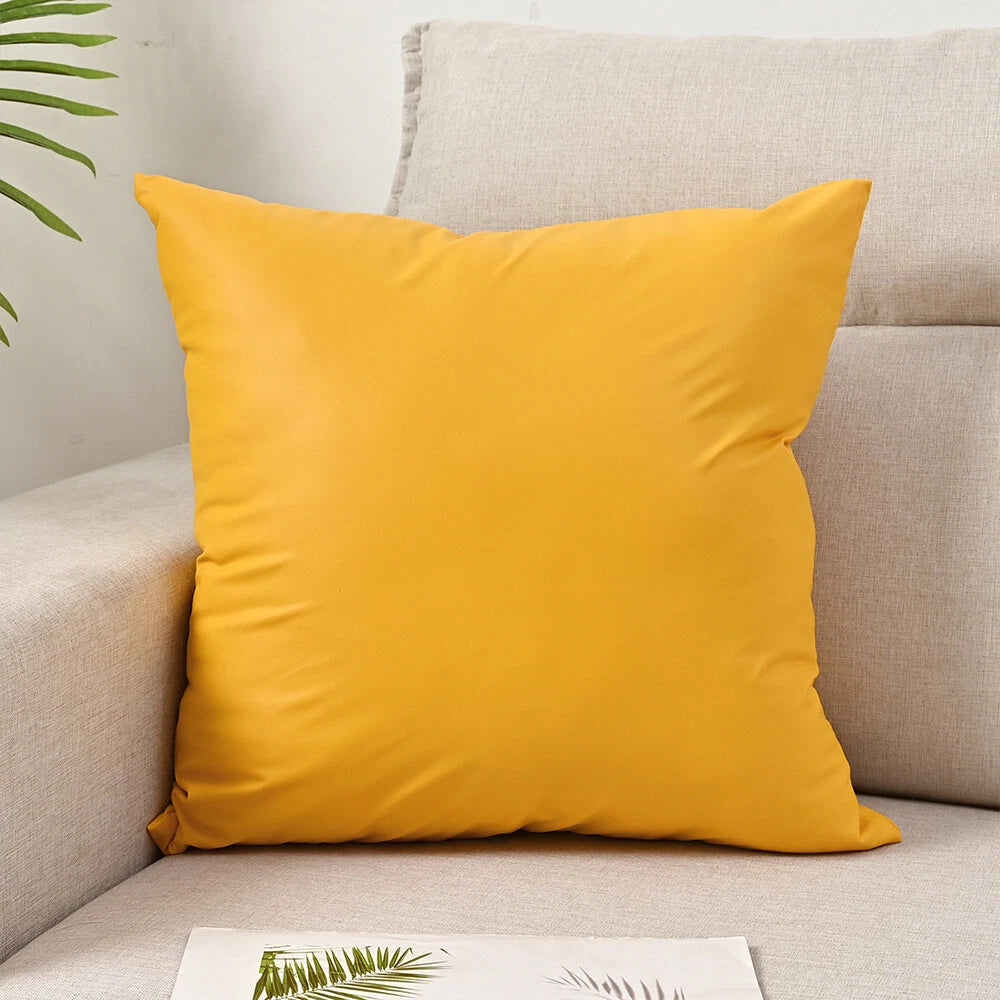 2025 Faux PU Leather Cushion Cover Throw Pillow Case Sofa Bed Home Decor