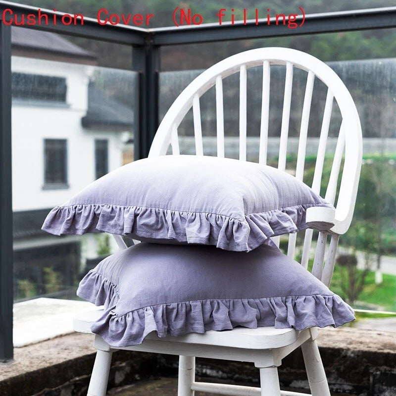 2X Cotton Cushion Cover Home Sofa Bed Living Room Decor Ruffled Solid Soft Multi