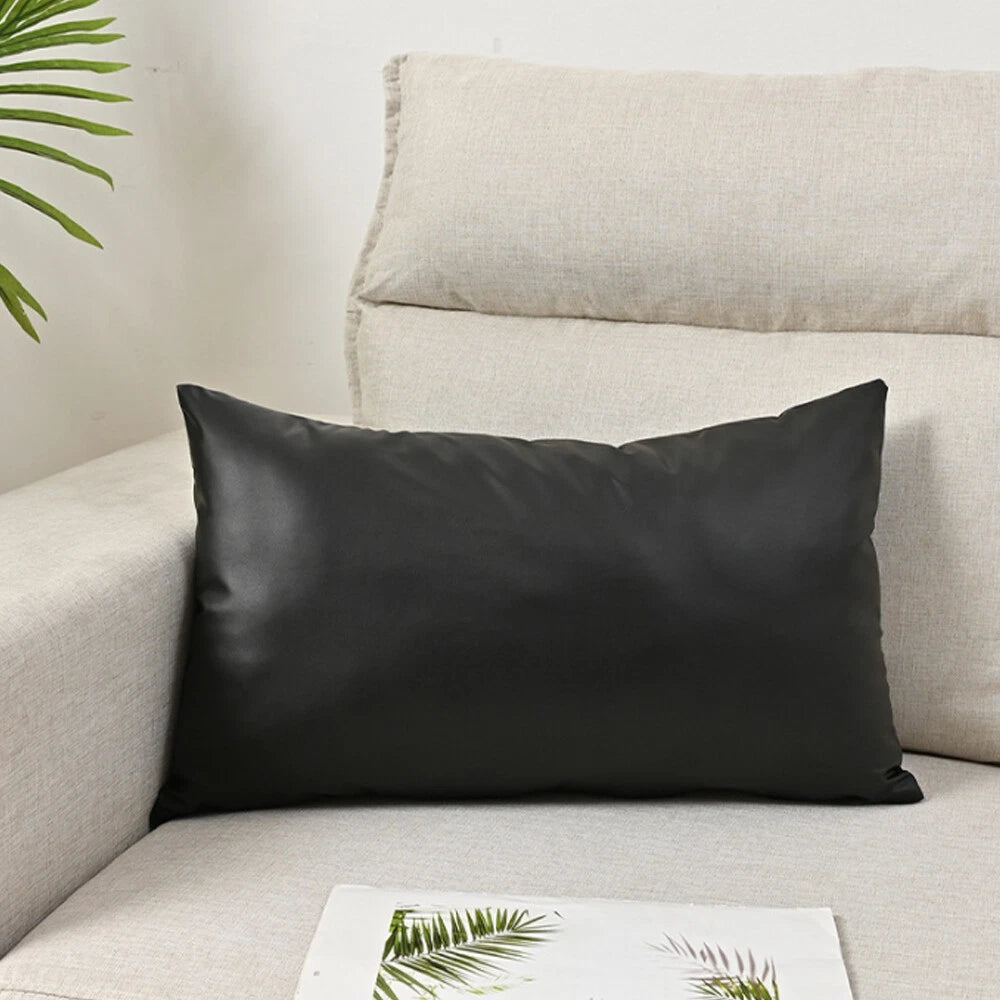 2025 Faux PU Leather Cushion Cover Throw Pillow Case Sofa Bed Home Decor