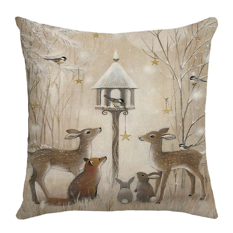 2024 NEW CHRISTMAS NEW YEAR POLYESTER CUSHION COVER PILLOW CASE HOME SOFA DECOR