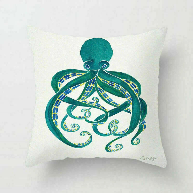 18" Retro Sea Animal Pillow Case Cover Throw Cushion Decor Polyester Sofa Home