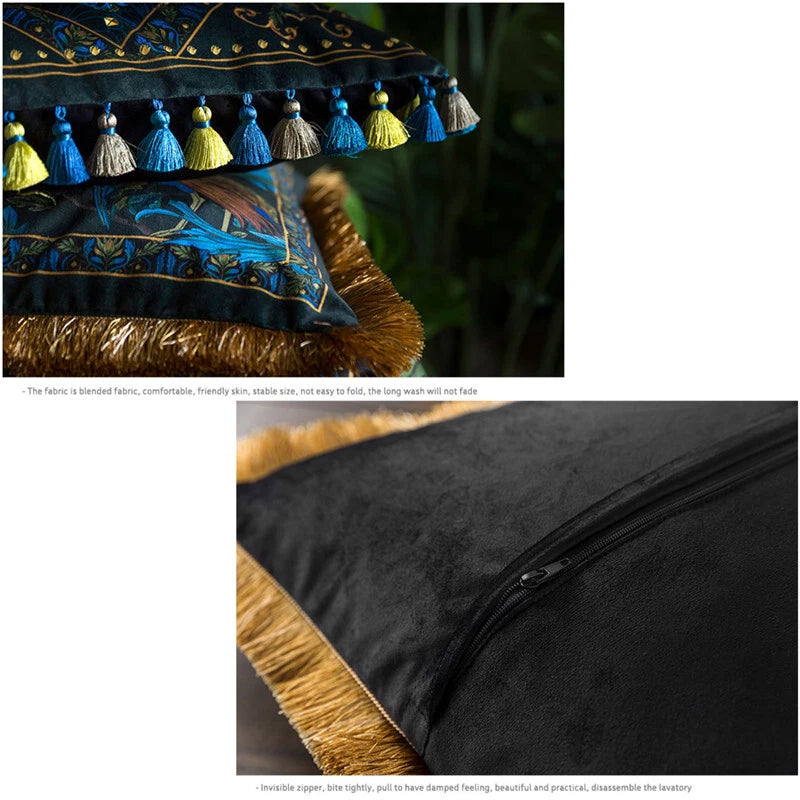 Luxury 18x18in Royal Peacock Velvet Throw Pillow Covers Sofa Bed Cushion Covers